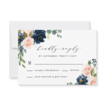 Boda de campo floral rosa azul marina y Rubor