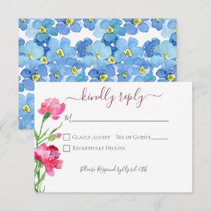 Tarjeta De Confirmación De Asistencia Boda de Carnations y Forget Me Nots