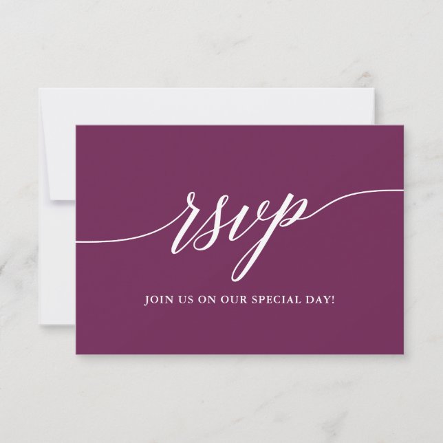 Tarjeta De Confirmación De Asistencia Boda de Cassis de caligrafía moderna (Anverso)