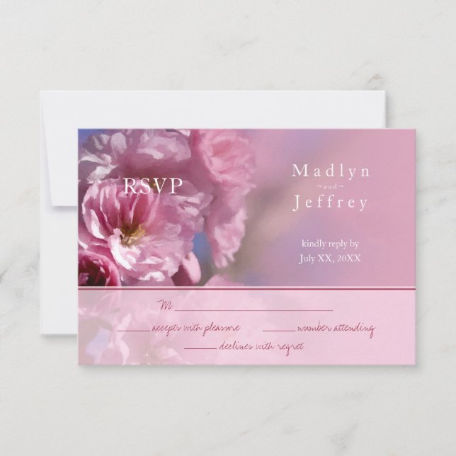 Tarjeta De Confirmación De Asistencia boda de cerezo rosa en flor en primavera (Anverso)