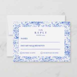 Tarjeta De Confirmación De Asistencia Boda de Chinoiserie Azul Delft