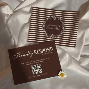 Tarjeta De Confirmación De Asistencia Boda de Chocolate Marrón Oscuro Vintage Old Money