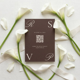 Tarjeta De Confirmación De Asistencia Boda de Chocolate Oscuro Old Money