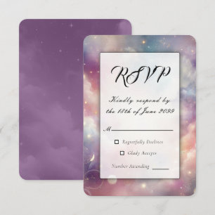 Tarjeta De Confirmación De Asistencia Boda de Cielos de Polvo de Estrellas Celestiales B