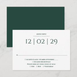 Tarjeta De Confirmación De Asistencia Boda de cita especial simple verde esmeralda