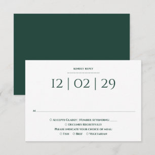 Tarjeta De Confirmación De Asistencia Boda de cita especial simple verde esmeralda