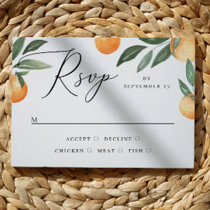 Tarjeta De Confirmación De Asistencia Boda de cítrico mediterráneo Naranja de acuarela