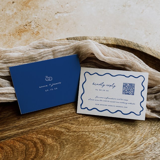 Tarjeta De Confirmación De Asistencia Boda de código QR azul caprichoso (Subido por el creador)