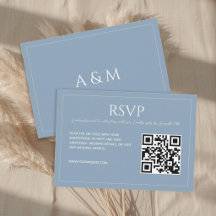 Boda de código QR azul polvoriento minimalista mod