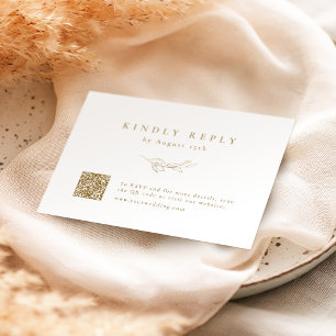 Tarjeta De Confirmación De Asistencia Boda de código QR botánico de elegancia simple dor