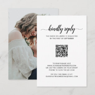 Tarjeta De Confirmación De Asistencia Boda de código QR con escritura simple y elegante