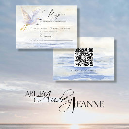 Tarjeta De Confirmación De Asistencia Boda de código QR de Bird Watercolor Bird en la pl