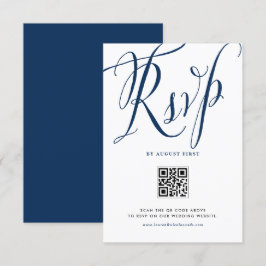 Tarjeta De Confirmación De Asistencia Boda de código QR de caligrafía rusa azul de la ma