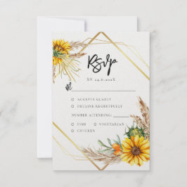 Tarjeta De Confirmación De Asistencia Boda de código QR de color de color girasol ruso