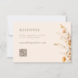 Tarjeta De Confirmación De Asistencia Boda de código QR de Flores Silvestres Caídas