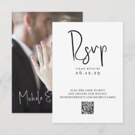 Tarjeta De Confirmación De Asistencia Boda de código QR de foto de tipografía de escritu