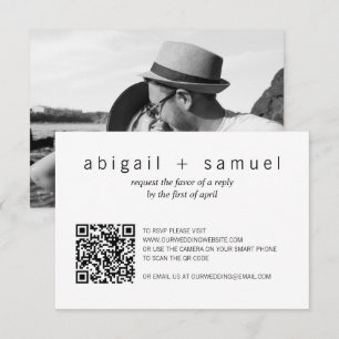 Tarjeta De Confirmación De Asistencia Boda de código QR de fotografía moderna minimalist