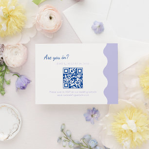Tarjeta De Confirmación De Asistencia Boda de código QR de la Wave Wave Wave de lavanda 