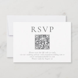 Tarjeta De Confirmación De Asistencia Boda de código QR de texto gris minimalista