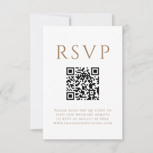 Tarjeta De Confirmación De Asistencia Boda de código QR de texto negro dorado minimalist