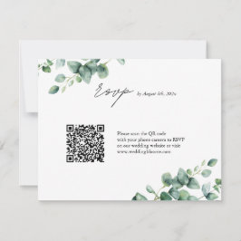 Tarjeta De Confirmación De Asistencia Boda de código QR del guión Greenery Eucalyptus