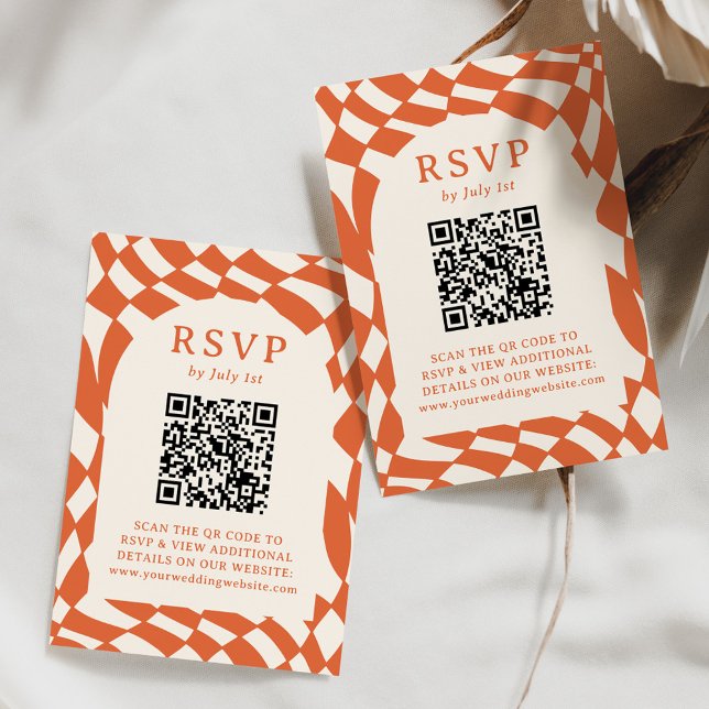 Tarjeta De Confirmación De Asistencia Boda de código QR del tablero de Naranjas retro (Subido por el creador)