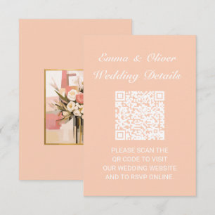 Tarjeta De Confirmación De Asistencia Boda de código QR Detalles del sitio web Tarjeta d