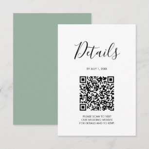 Tarjeta De Confirmación De Asistencia Boda de código QR Detalles verde sabio