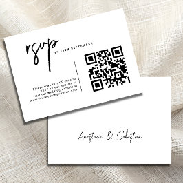 Tarjeta De Confirmación De Asistencia Boda de código QR en blanco y negro de Moda modern