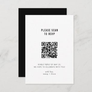 Tarjeta De Confirmación De Asistencia Boda de código QR en línea de color blanco negro m