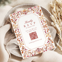 Boda de código QR floral botánico vintage de otoño