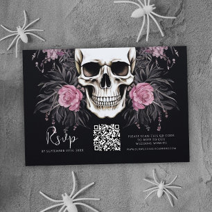 Tarjeta De Confirmación De Asistencia Boda de código QR floral gótico