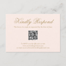 Tarjeta De Confirmación De Asistencia Boda de código QR formal rosa tradicional de Rubor