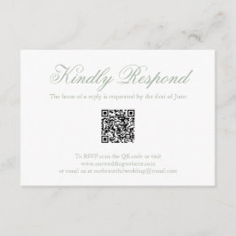 Tarjeta De Confirmación De Asistencia Boda de código QR formal tradicional de color verd