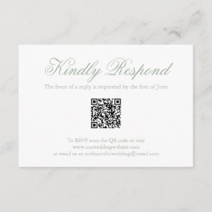 Tarjeta De Confirmación De Asistencia Boda de código QR formal tradicional de color verd