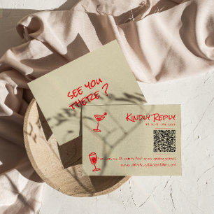 Tarjeta De Confirmación De Asistencia Boda de código QR Funky Retro con colorido