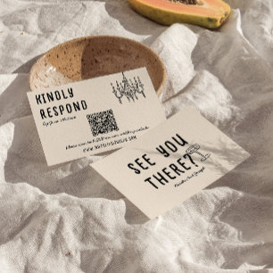 Tarjeta De Confirmación De Asistencia Boda de código QR moderno y rápido dibujado a mano