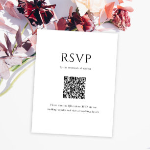 Tarjeta De Confirmación De Asistencia Boda de código QR monograma de script inicial eleg