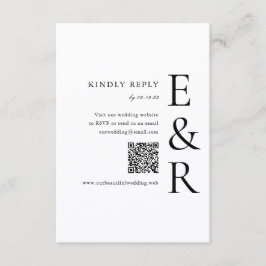 Tarjeta De Confirmación De Asistencia Boda de Código QR Monograma Minimalista Moderno y 