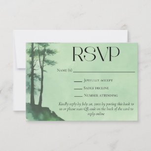 Tarjeta De Confirmación De Asistencia Boda de código QR para pinos de color verde ruso