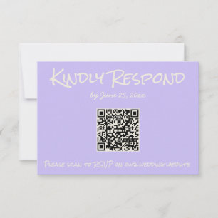 Tarjeta De Confirmación De Asistencia Boda de código QR pastel colorido retro púrpura