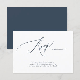 Tarjeta De Confirmación De Asistencia Boda de código QR simple de color azul de la Marin
