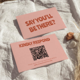 Tarjeta De Confirmación De Asistencia Boda de código QR único retro brillante de color n