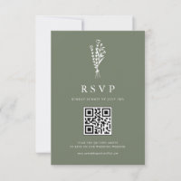 Boda de código QR verde minimalista de Bouquet Tau