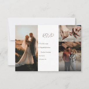 Tarjeta De Confirmación De Asistencia boda de collage de fotos minimalista