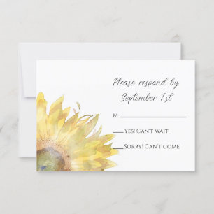 Tarjeta De Confirmación De Asistencia Boda de color amarillo girasol