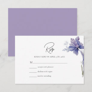 Tarjeta De Confirmación De Asistencia Boda de color de agua de iris morado
