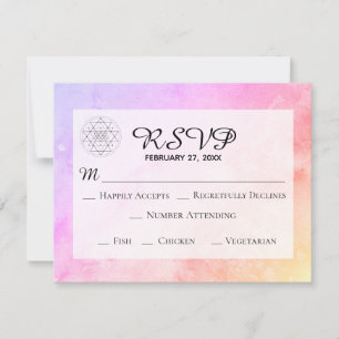 Tarjeta De Confirmación De Asistencia *~* Boda de color de agua de la geometría sagrada 