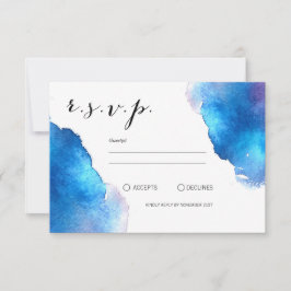 Tarjeta De Confirmación De Asistencia Boda de color de agua de salpicaduras azules
