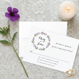 Tarjeta De Confirmación De Asistencia Boda de color de agua de Wreath Wreath Garden